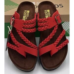 Footbeds HAYLEIGH Sandals Women Size 6 Braided Red Nubuck Brand New In Box
